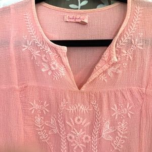 Fresh Produce Coral Embroidered Boho Shirt NWOT Med